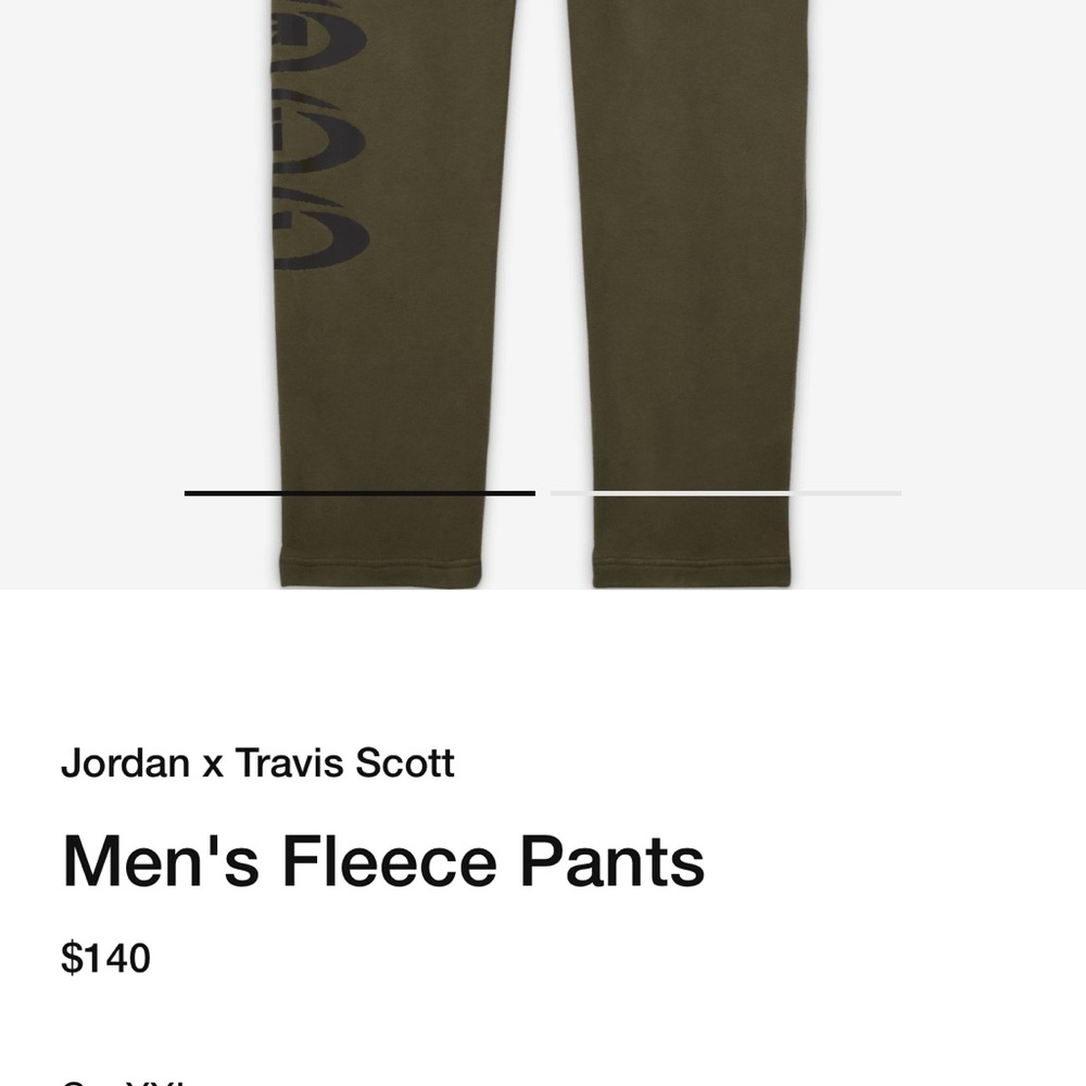 Travis Scott x Jordan fleece sweatpants. Brand new. Size L